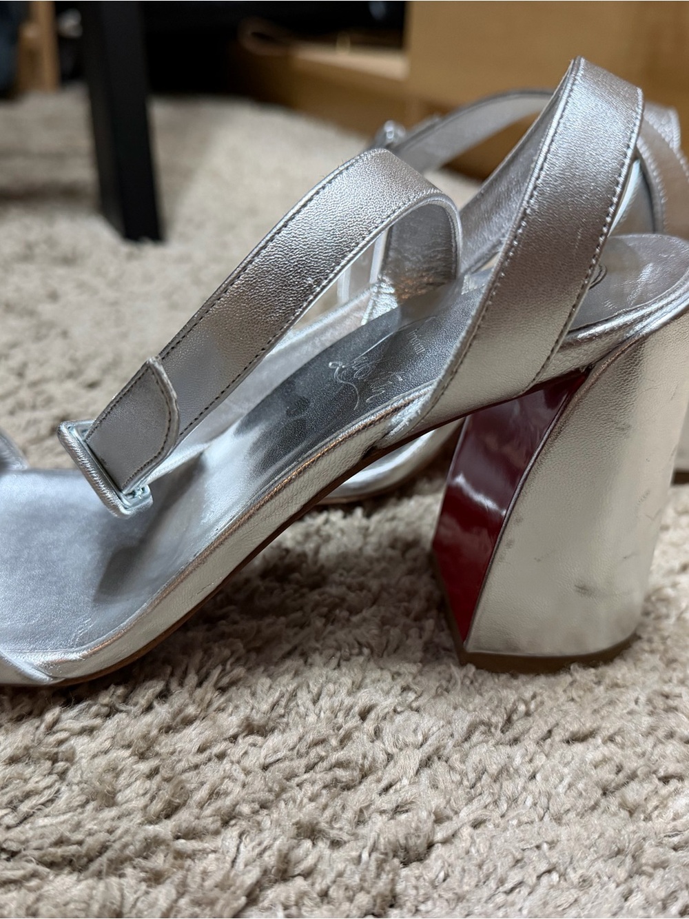 Christian Louboutin Miss Sabina Metallic Block Heel